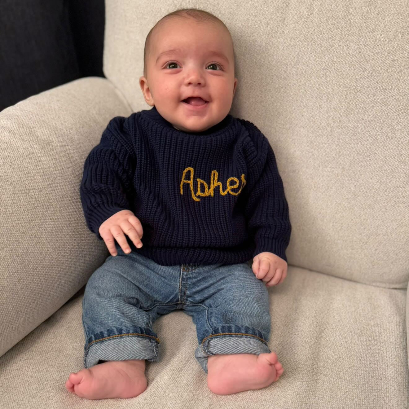 Custom Name Sweater | Multiple Colors Oversized Knit Newborn to 6 Years