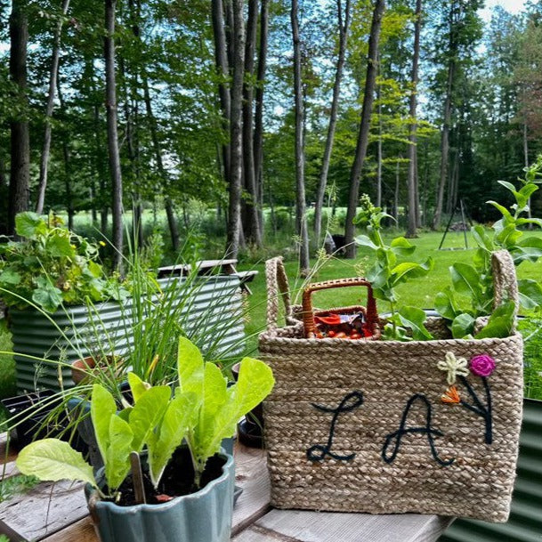Rectangular Jute Basket | Custom Bin for storage, gardening, organizing