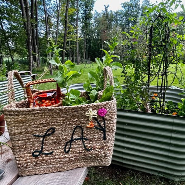 Rectangular Jute Basket | Custom Bin for storage, gardening, organizing