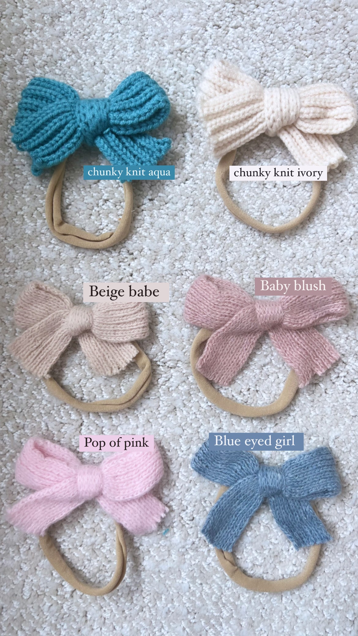 Knit Custom Initial Hairband Bows | Baby Girls Hair Accessories Multiple Colours