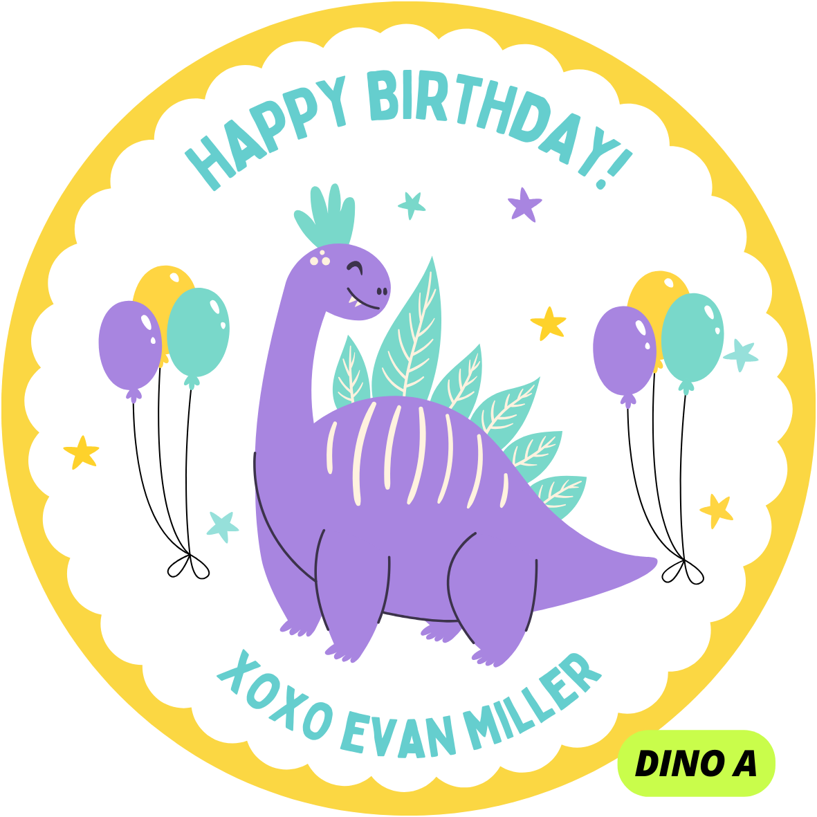 DINOS THEME HAPPY BIRTHDAY STICKERS