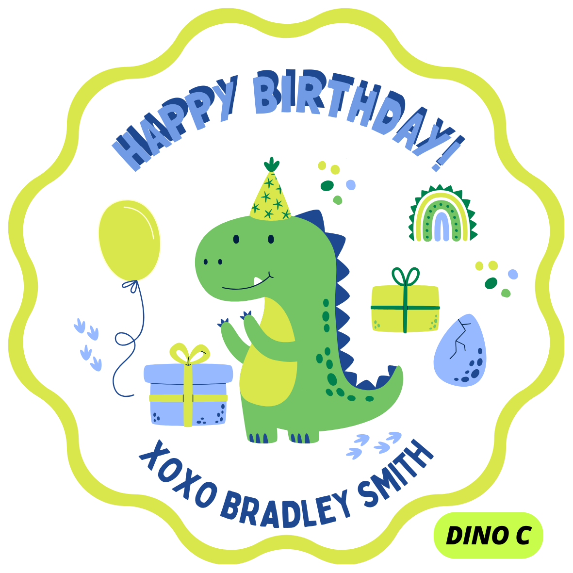 DINOS THEME HAPPY BIRTHDAY STICKERS