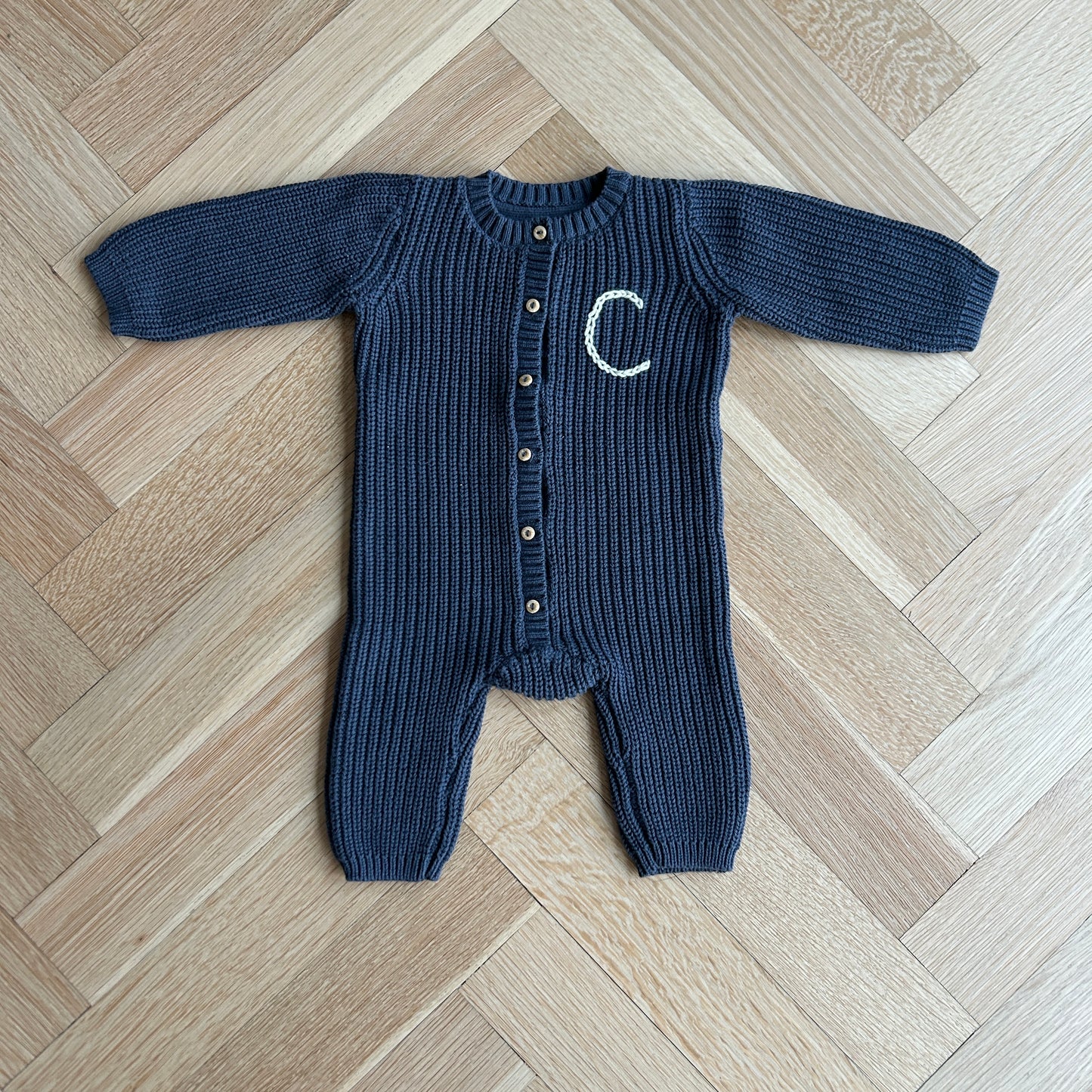 Cozy Knit Onesie For Baby Boys | Teal or Soft Navy Blue