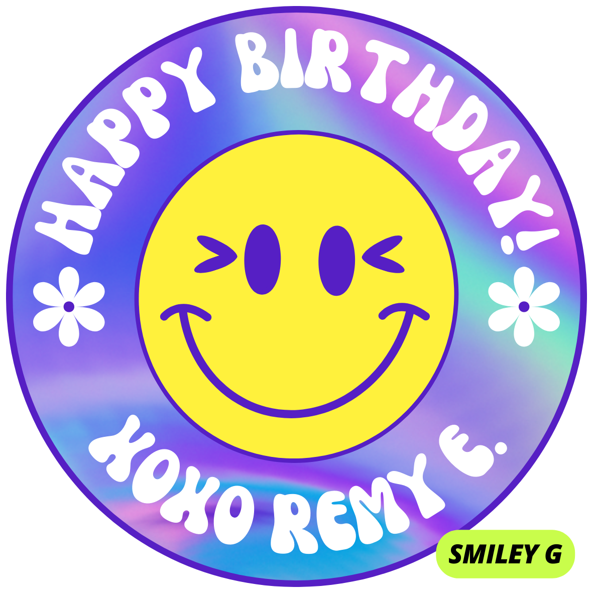 SMILEY FACE THEME HAPPY BIRTHDAY STICKERS