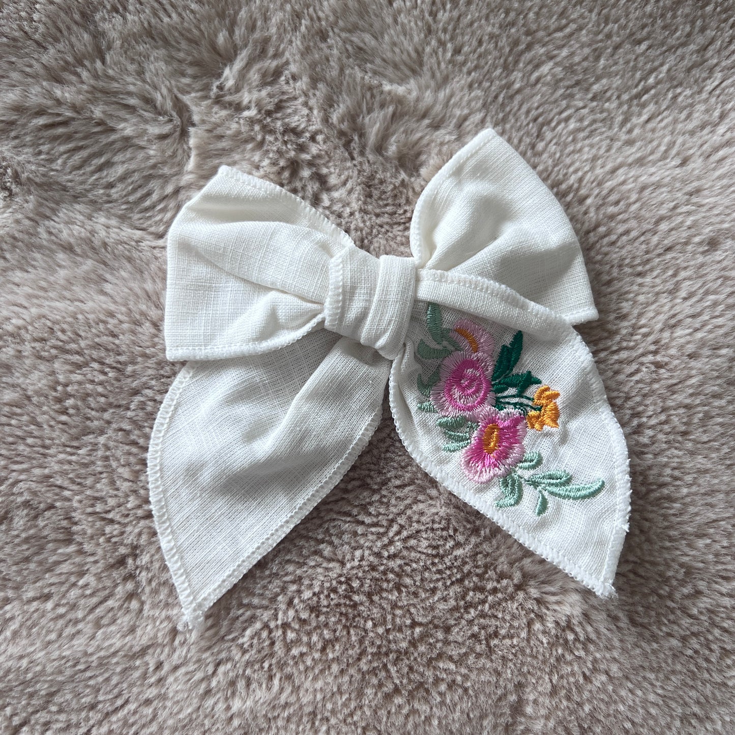 Embroidered Bow Clip | Girls Hair Accessory Ready to Ship