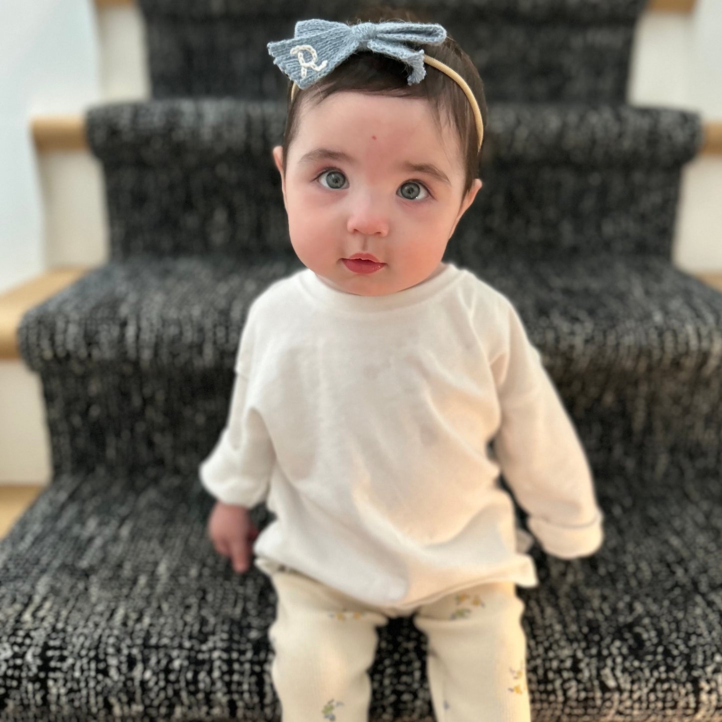 Knit Custom Initial Hairband Bows | Baby Girls Hair Accessories Multiple Colours