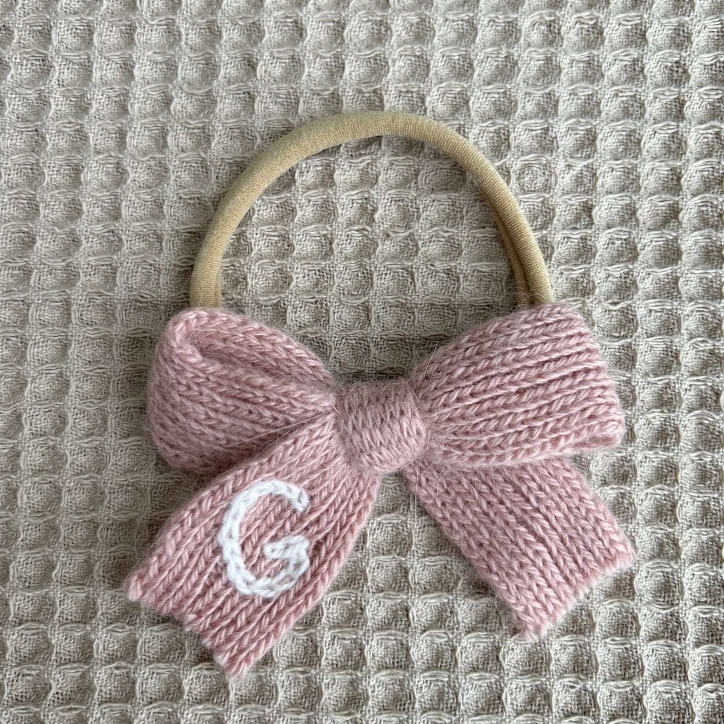 Knit Custom Initial Hairband Bows | Baby Girls Hair Accessories Multiple Colours