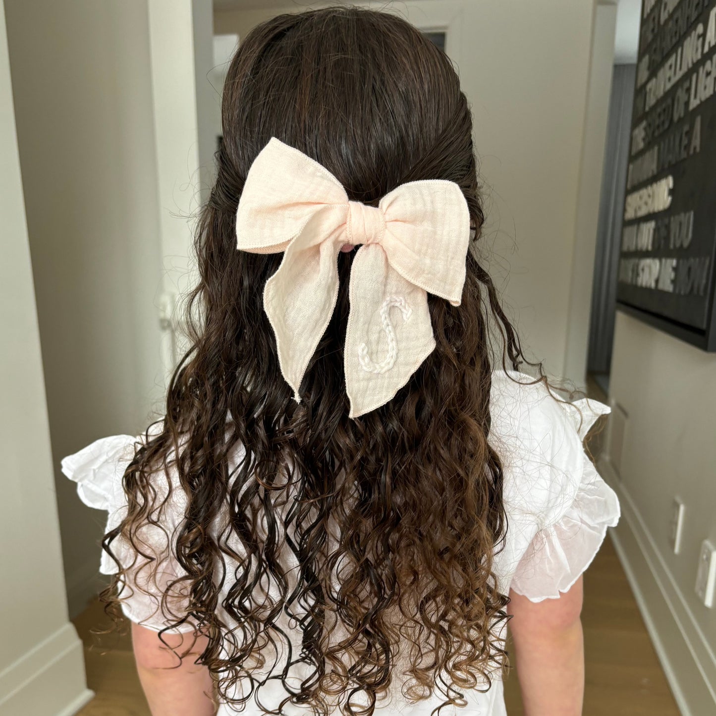 Oversized Bow Clip | Hair accessory for toddlers & Girls | Machine Embroidery