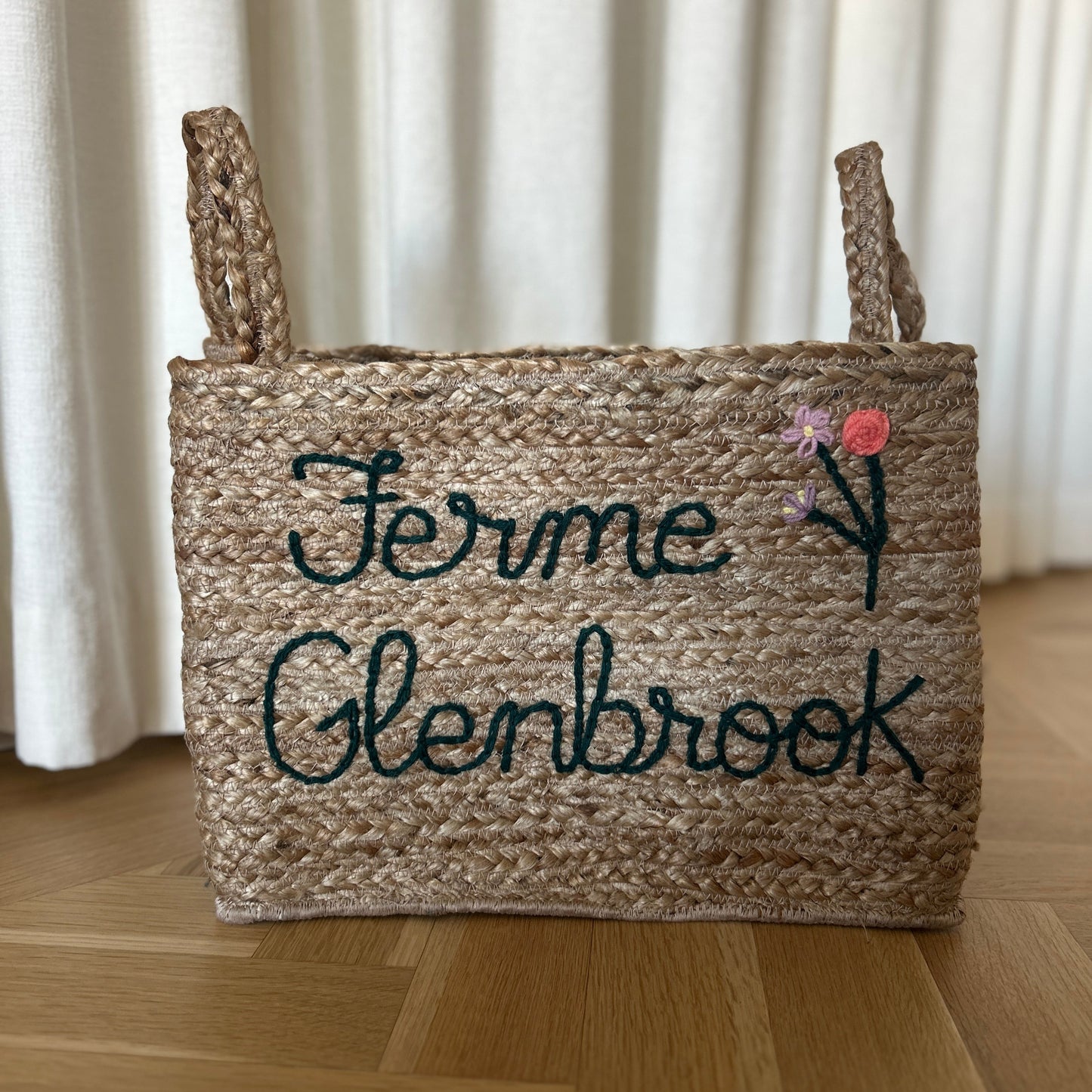 Rectangular Jute Basket | Custom Bin for storage, gardening, organizing