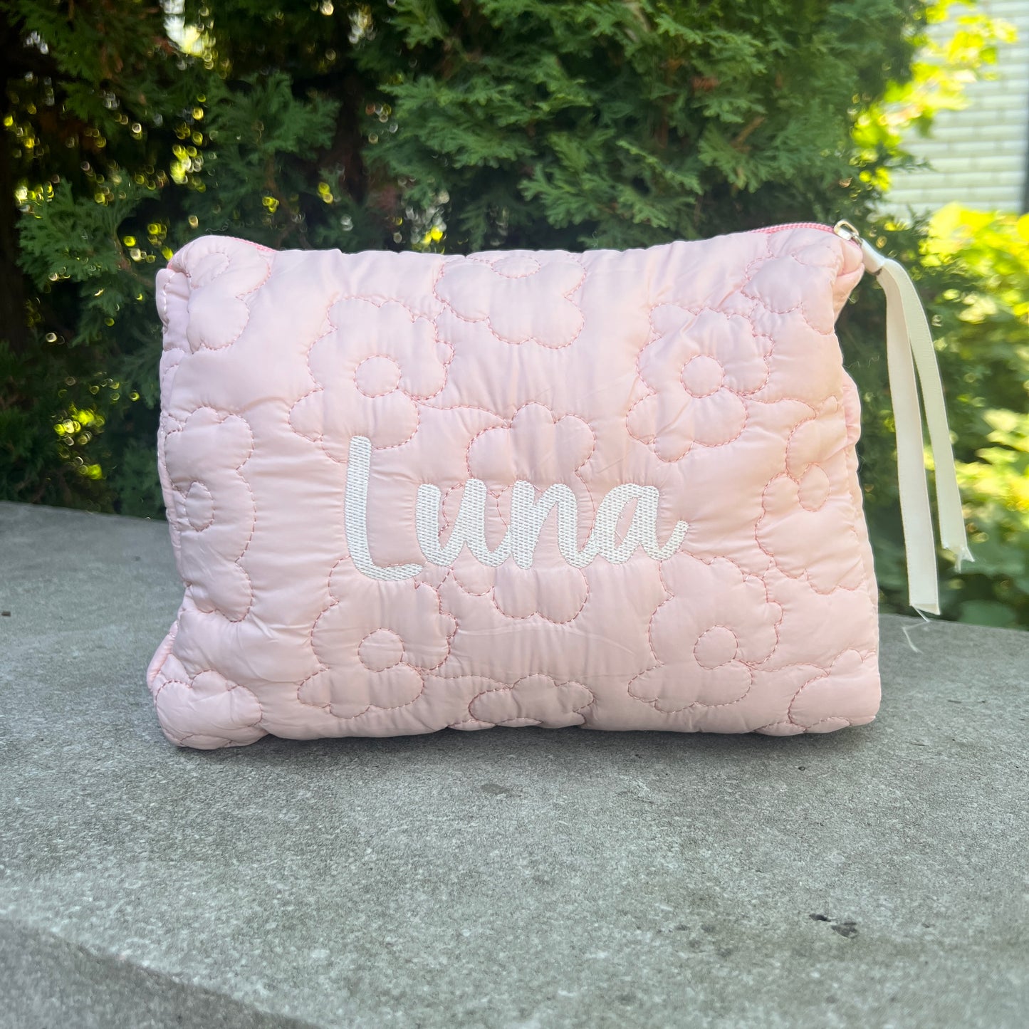 Pink Floral Nylon Pouch | SAMPLE