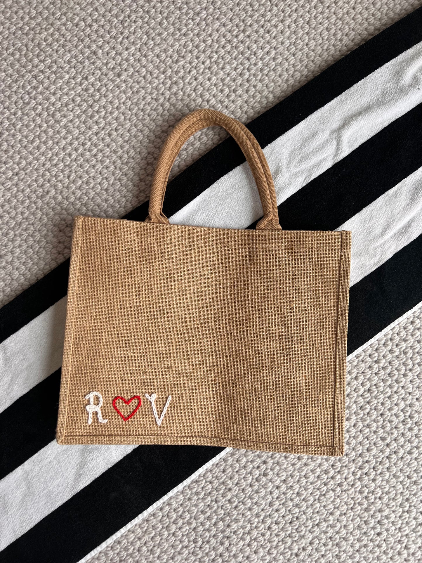 The Custom Beach Tote| Rectangular Jute Beach Bag