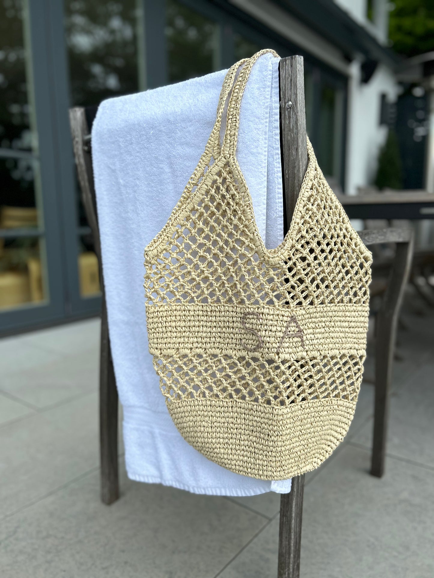 Custom Crochet Beach Bag - BEIGE