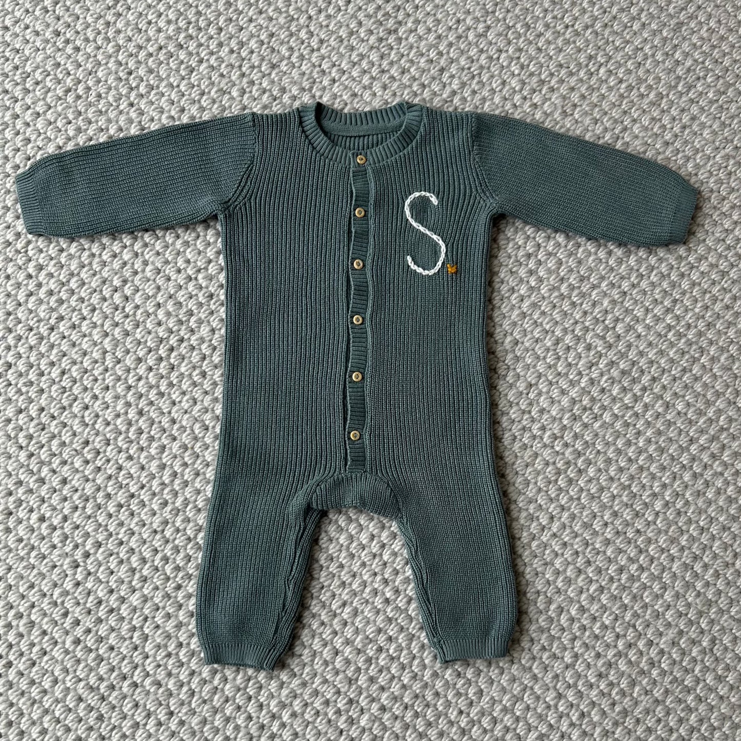 Cozy Knit Onesie For Baby Boys | Teal or Soft Navy Blue
