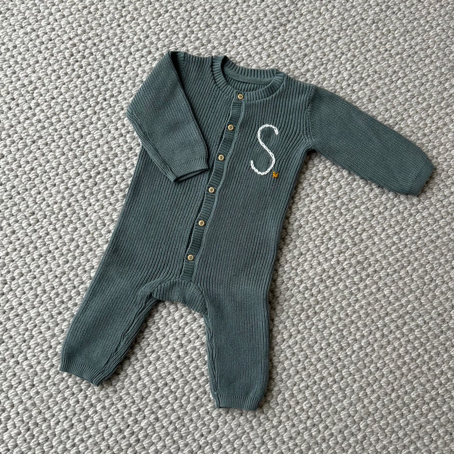 Cozy Knit Onesie For Baby Boys | Teal or Soft Navy Blue
