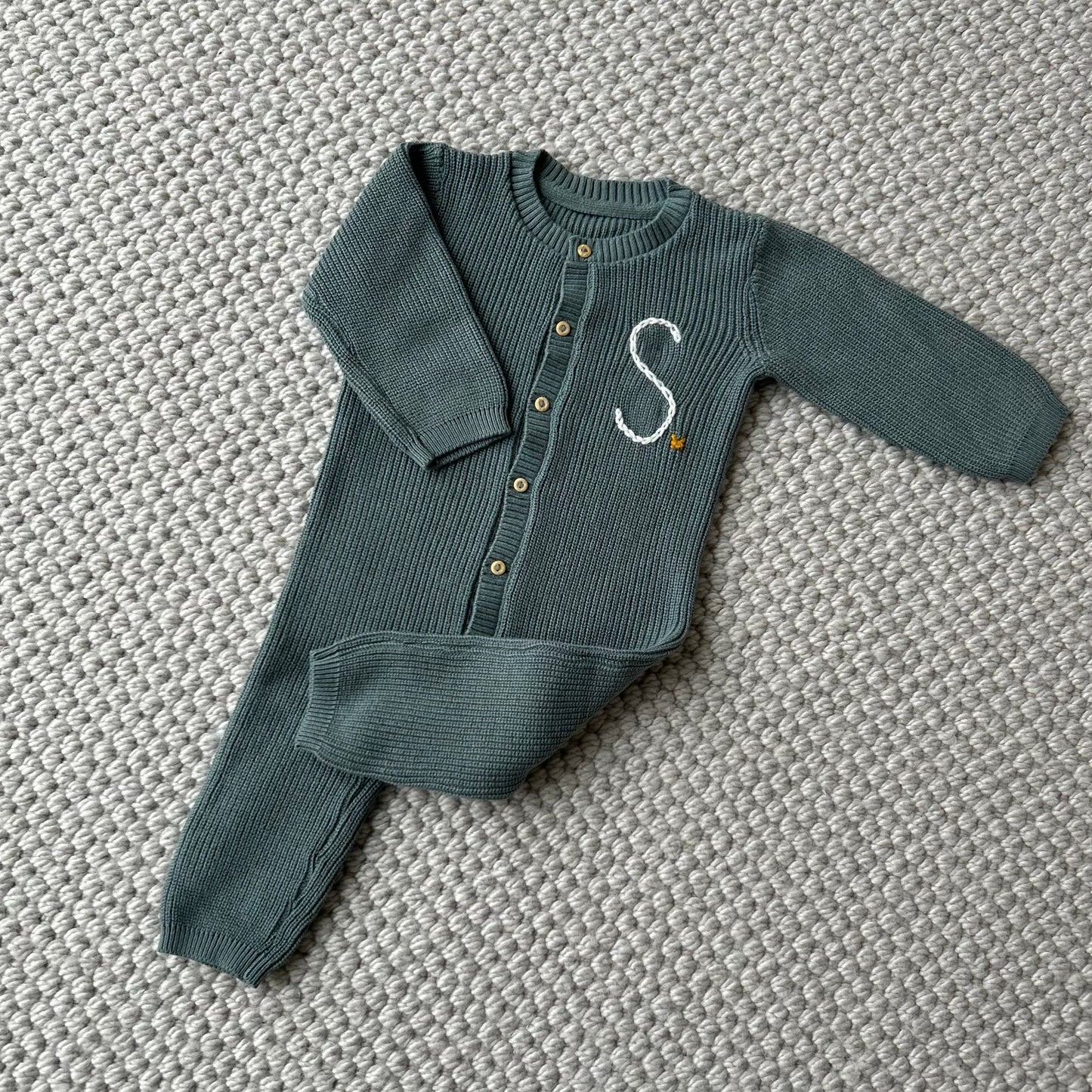 Cozy Knit Onesie For Baby Boys | Teal or Soft Navy Blue