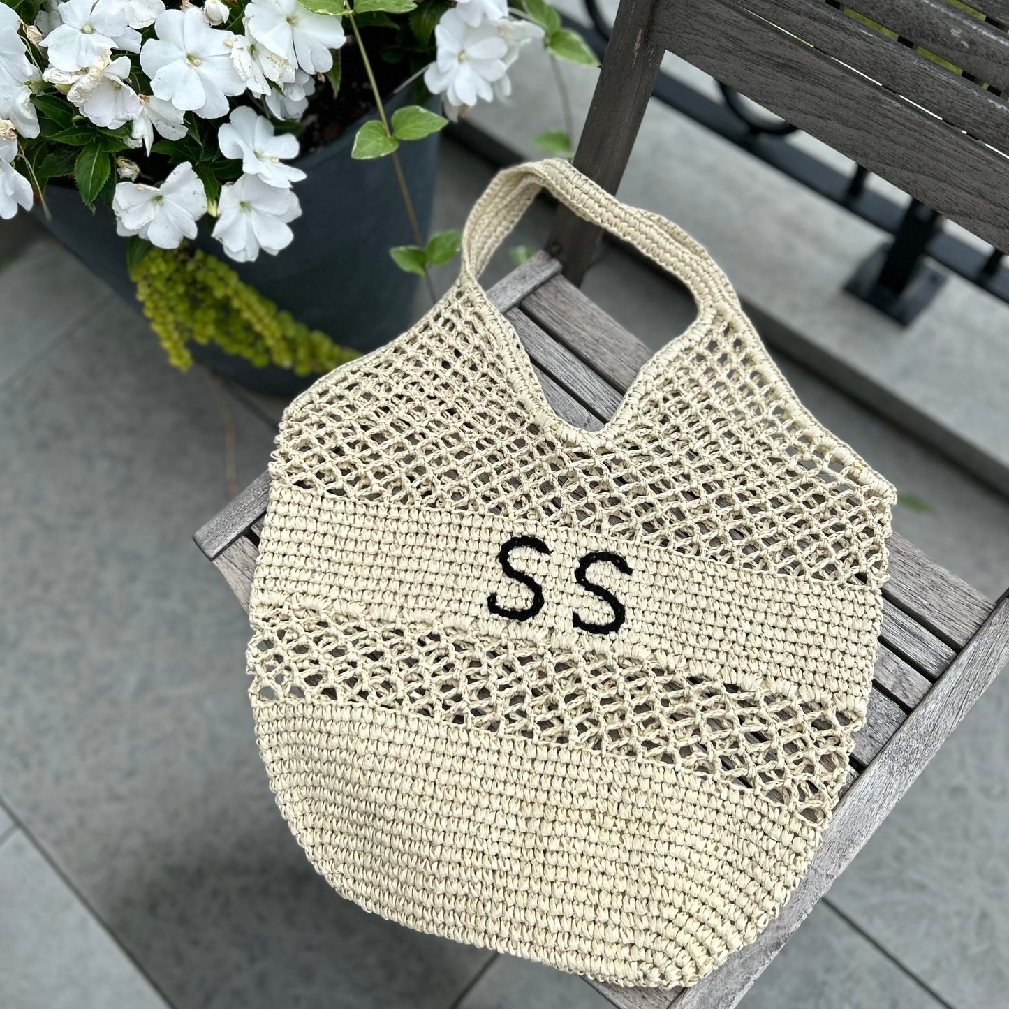 Custom Crochet Beach Bag - BEIGE