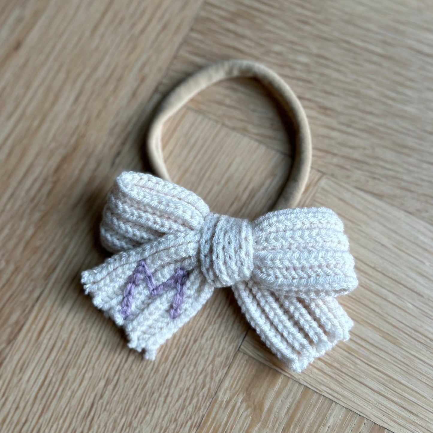 Knit Custom Initial Hairband Bows | Baby Girls Hair Accessories Multiple Colours