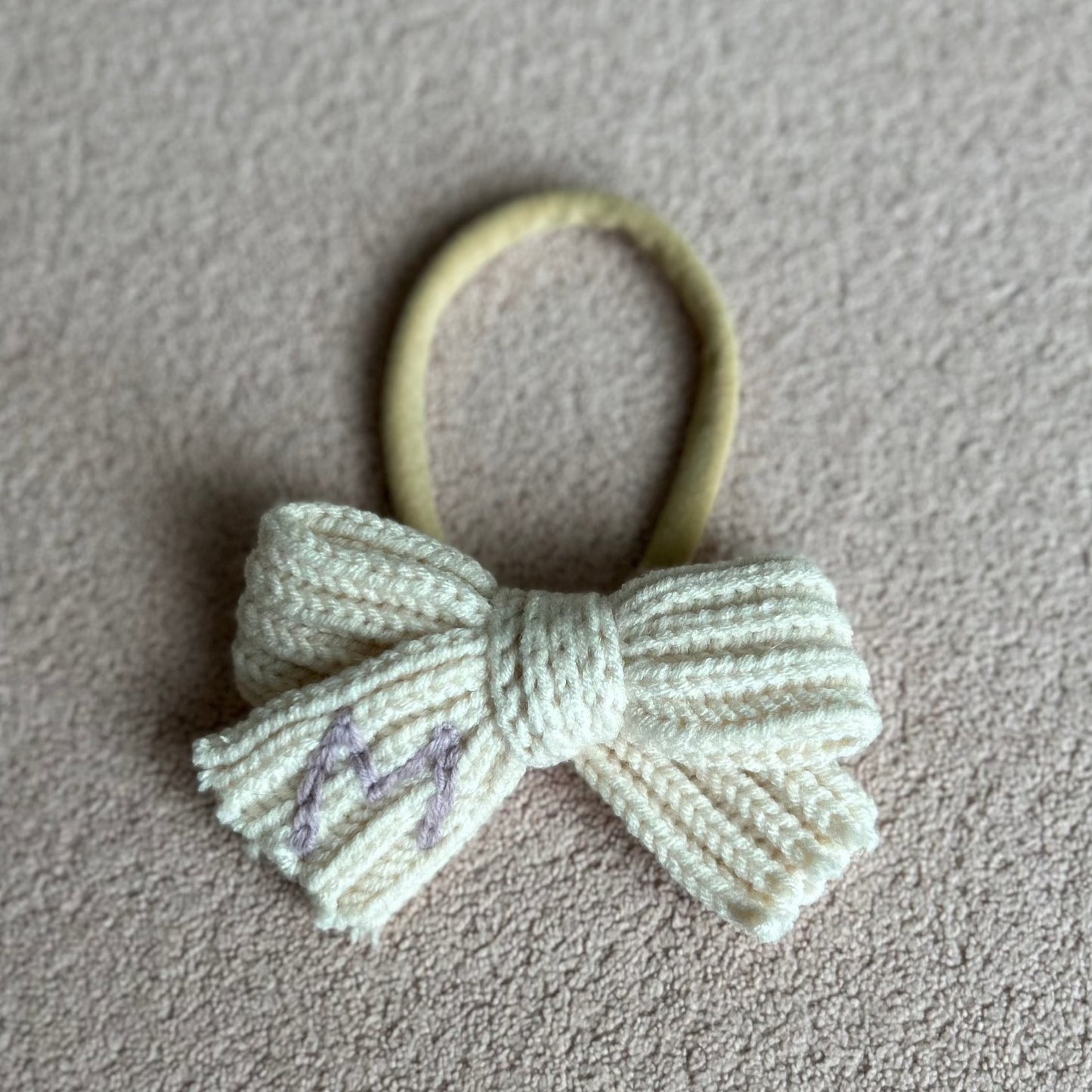 Knit Custom Initial Hairband Bows | Baby Girls Hair Accessories Multiple Colours