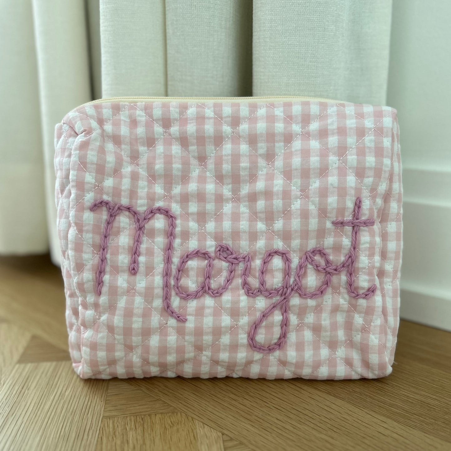 Gingham pouch | Available in Pink, Green or Purple