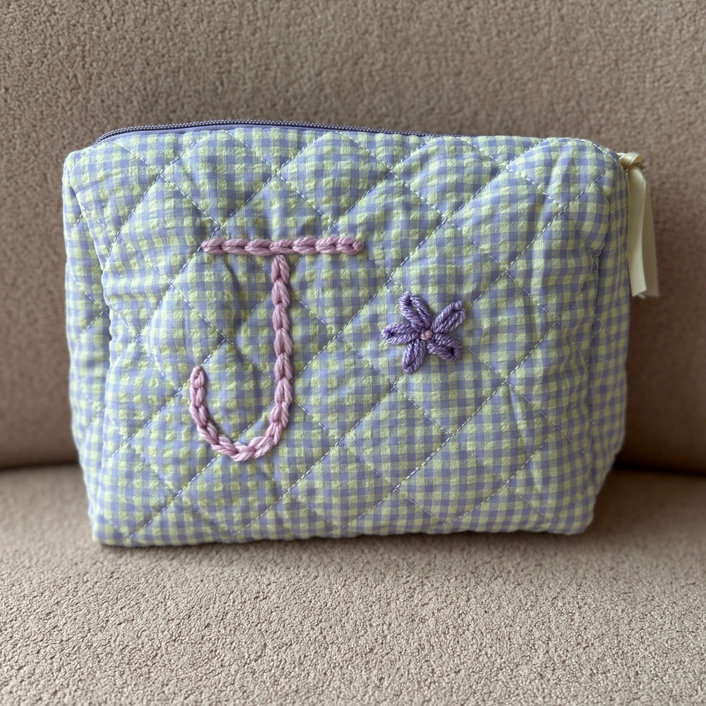 Gingham pouch | Available in Pink, Green or Purple