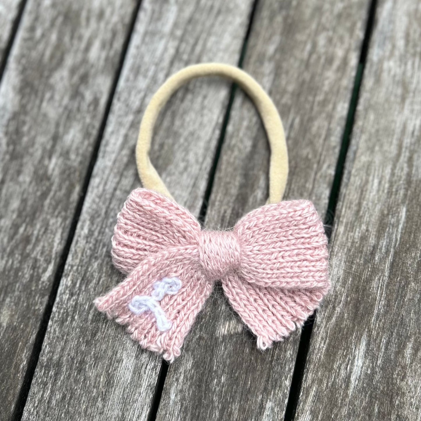 Knit Custom Initial Hairband Bows | Baby Girls Hair Accessories Multiple Colours