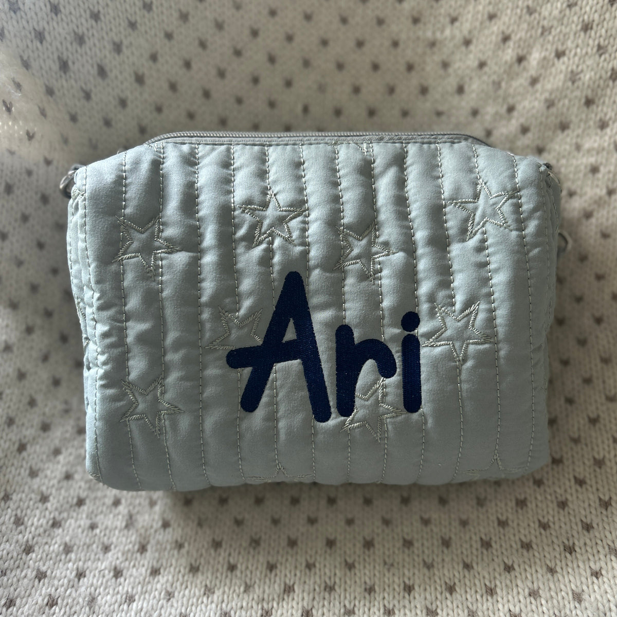 Star Diaper Pouch | Pale Pink or Grey Green | Machine Embroidery