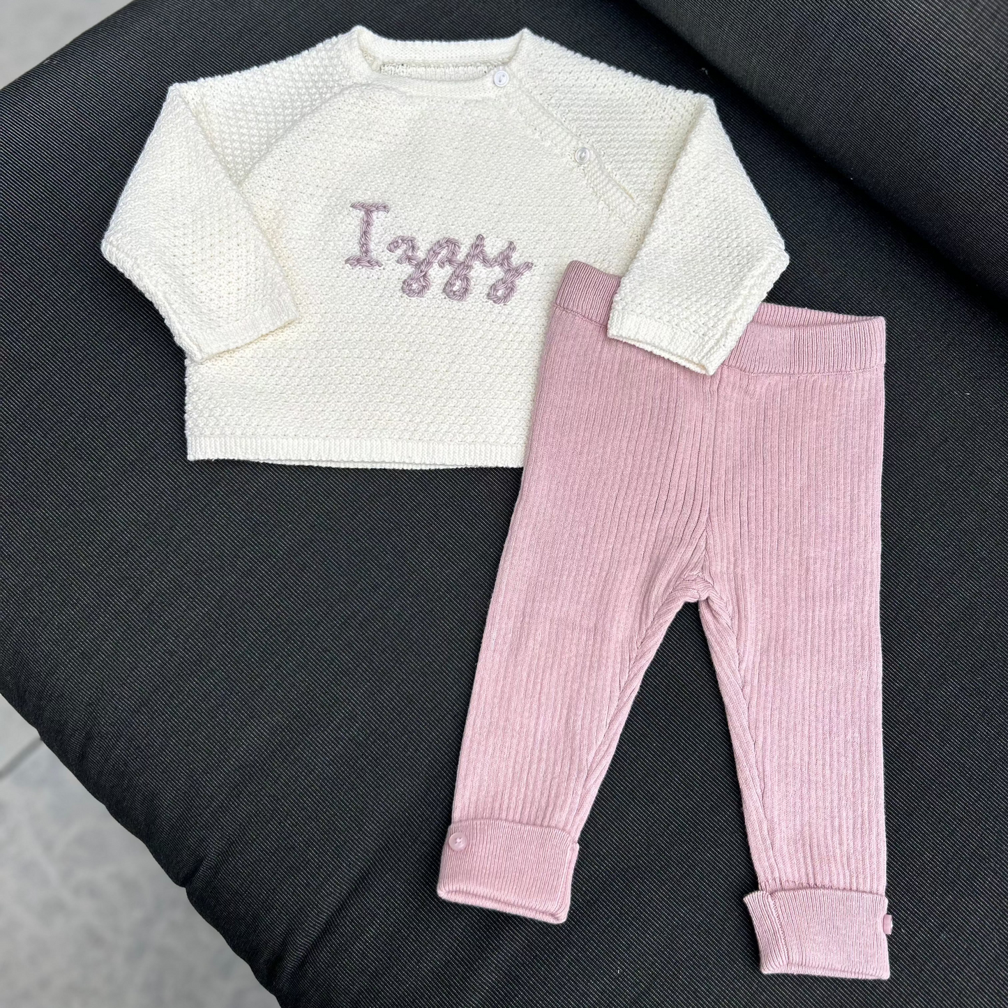 Ivory Wrap Sweater + Blush pant sets | Size 3-6 Months