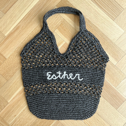 Custom Crochet Beach Bag - BLACK