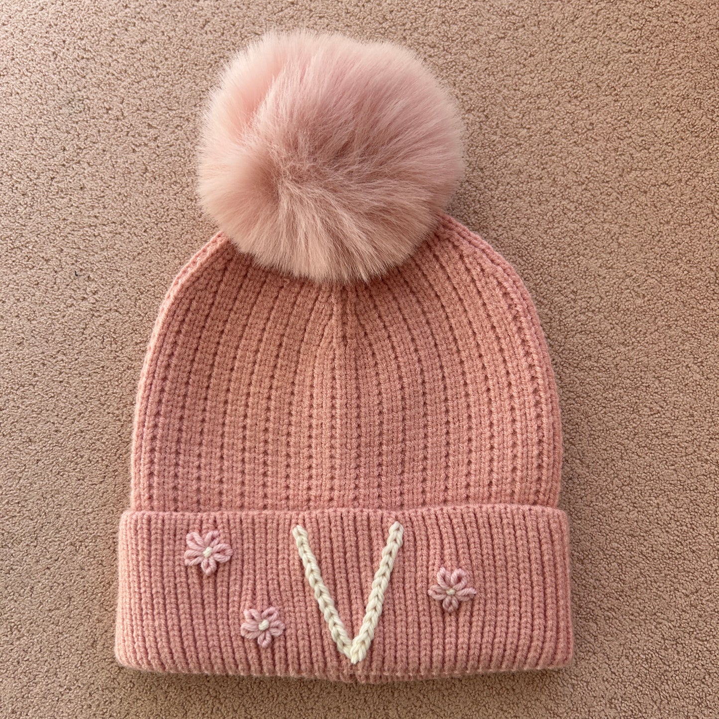 Baby Pink Toddler Pom Pom Hat | 9 Months to 5 Years