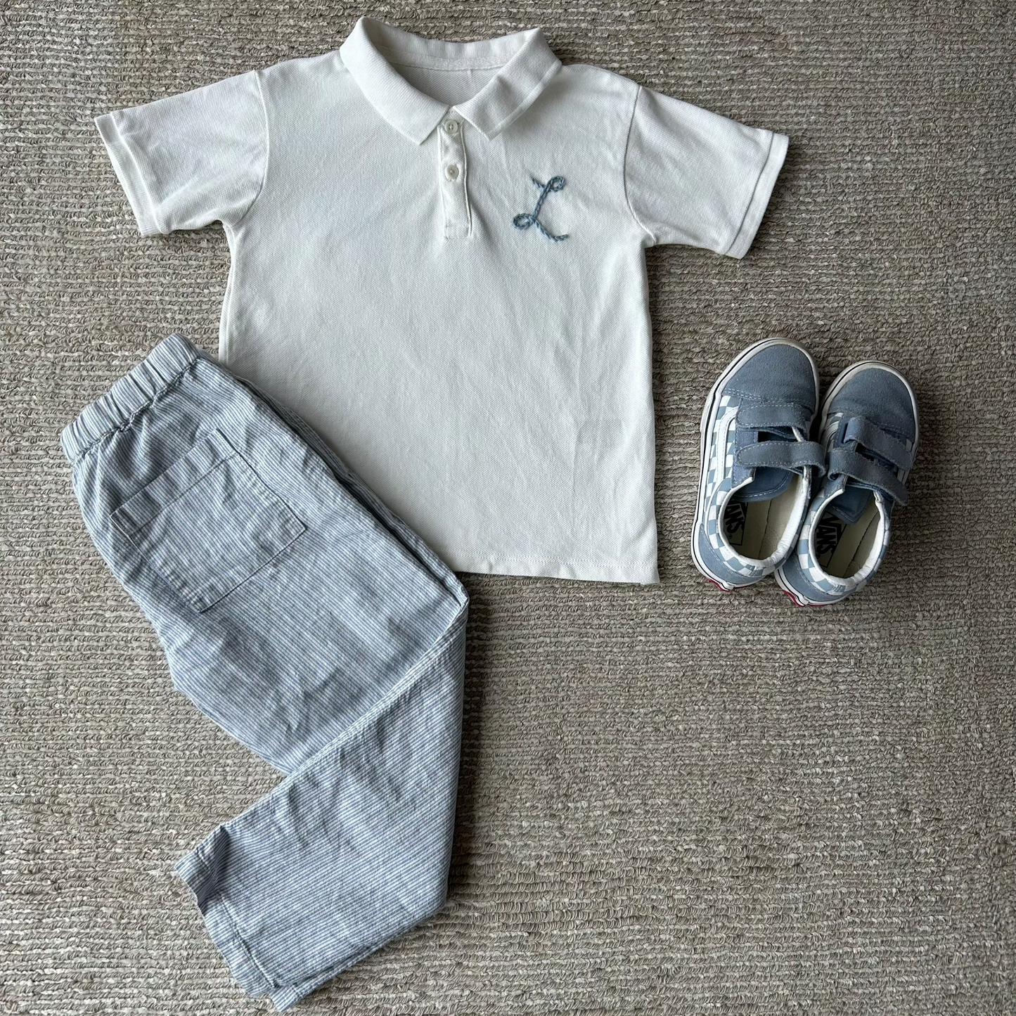 Initial Polo Shirt in White or Navy