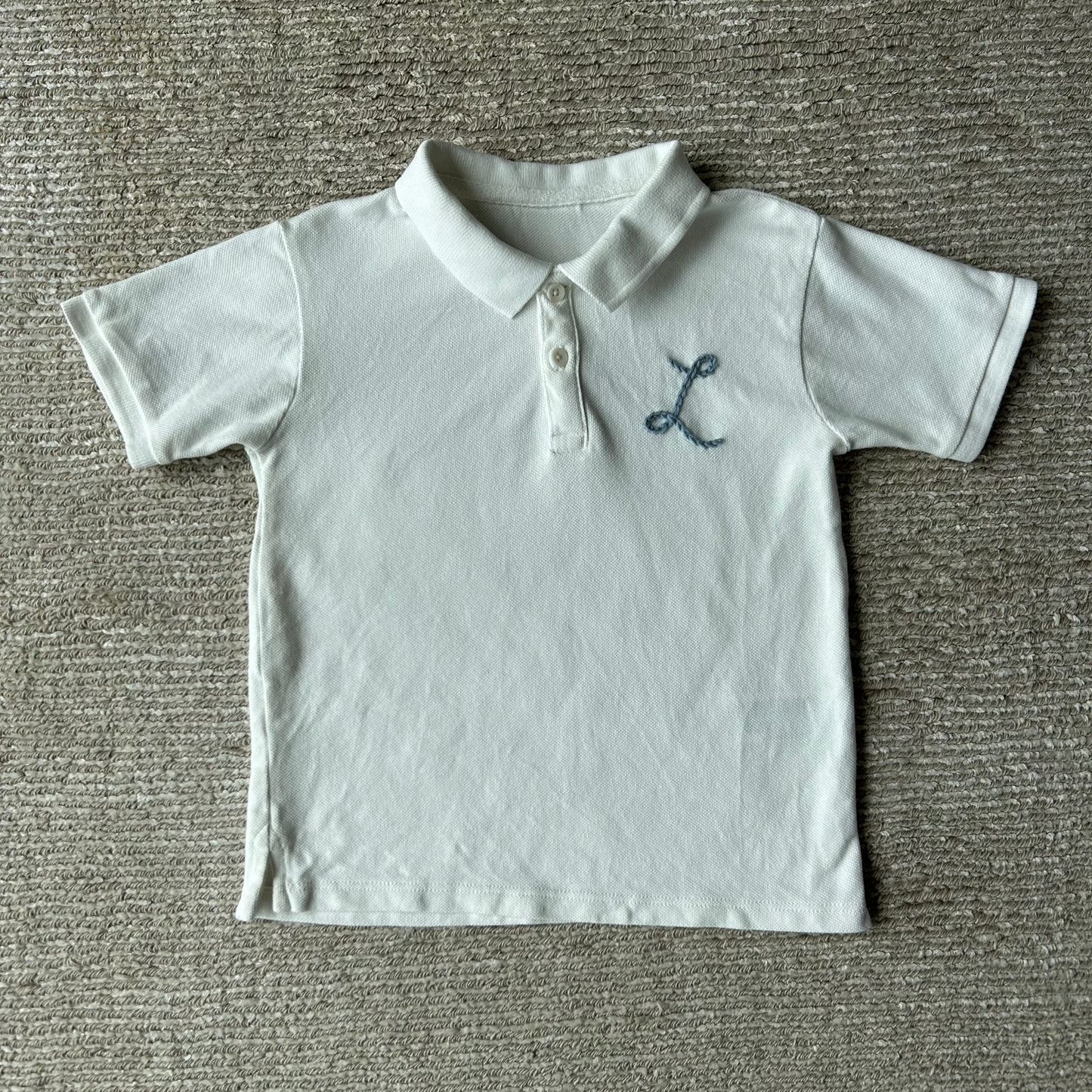 Initial Polo Shirt in White or Navy
