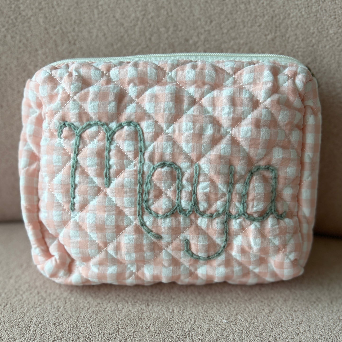 Gingham pouch | Available in Pink, Green or Purple