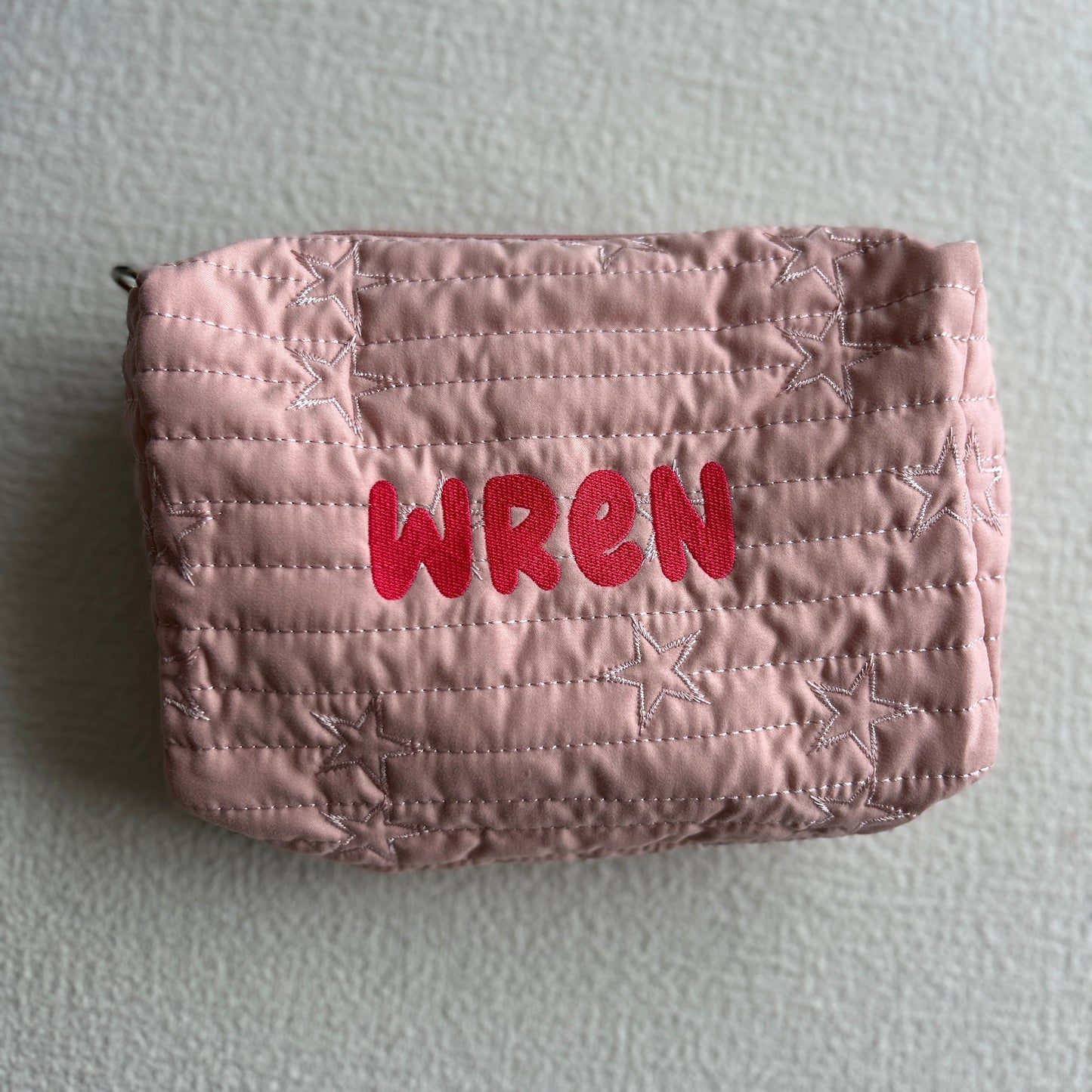 Star Diaper Pouch | Grey Green or Pale Pink | Machine Embroidery