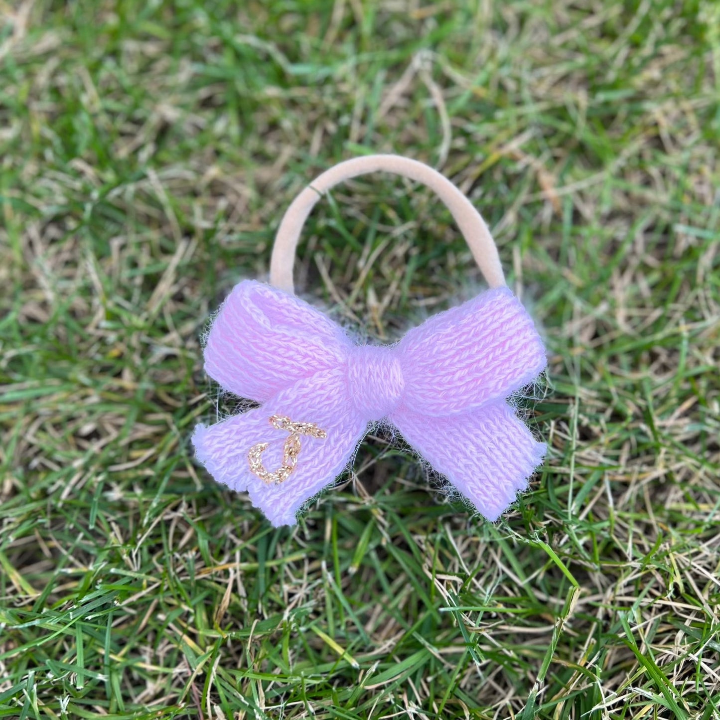 Knit Custom Initial Hairband Bows | Baby Girls Hair Accessories Multiple Colours
