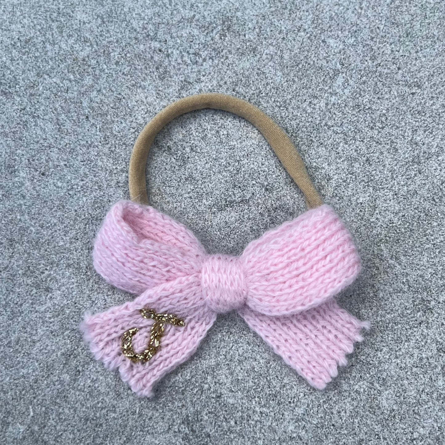 Knit Custom Initial Hairband Bows | Baby Girls Hair Accessories Multiple Colours