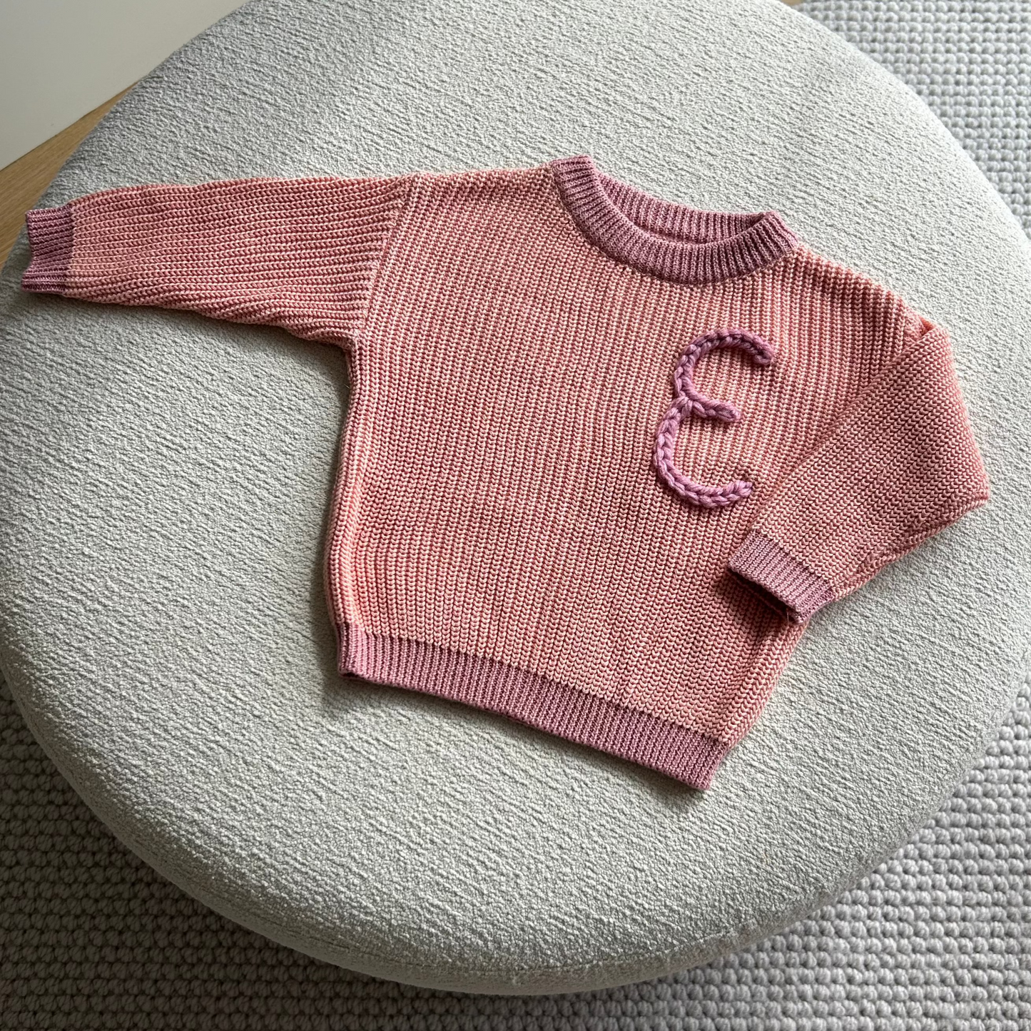 Blush 2-toned Classic Knit Sweater | Size 6-9 Months
