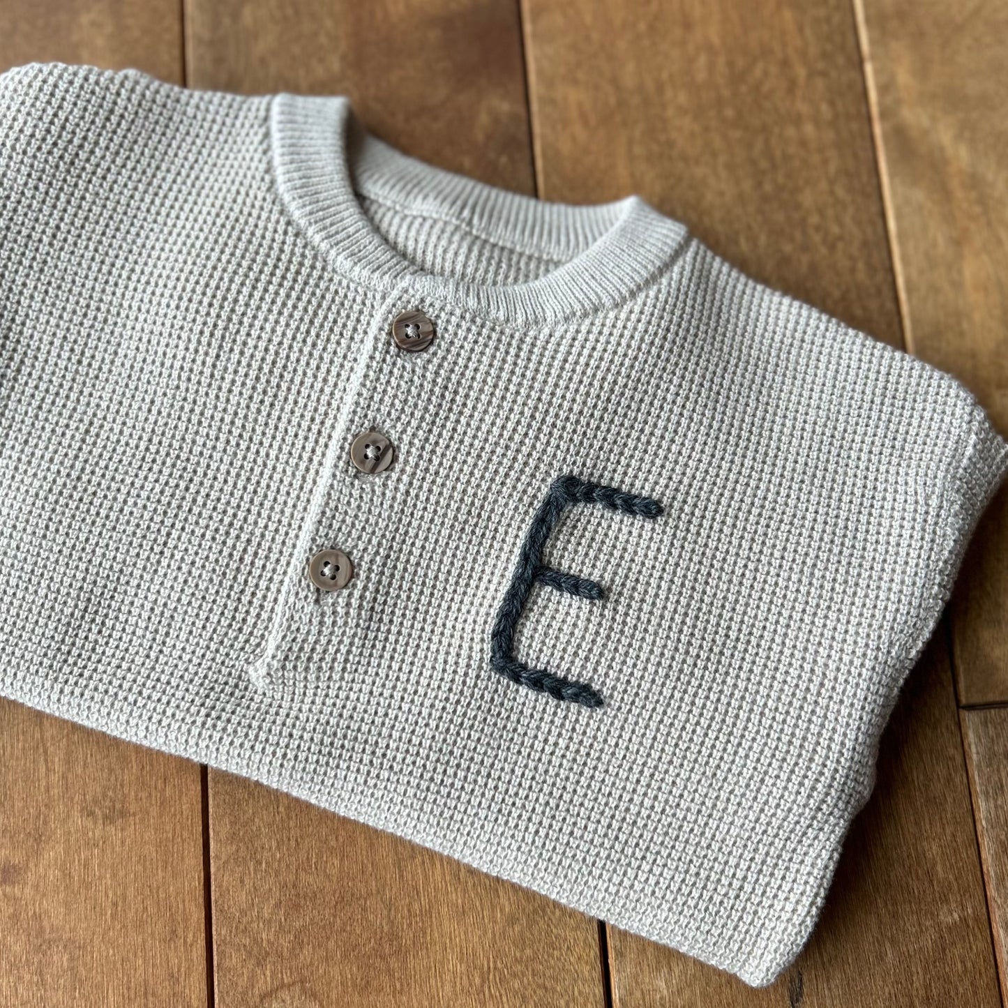 Henley Waffle Sweater | Blue and Beige Multiple Sizes