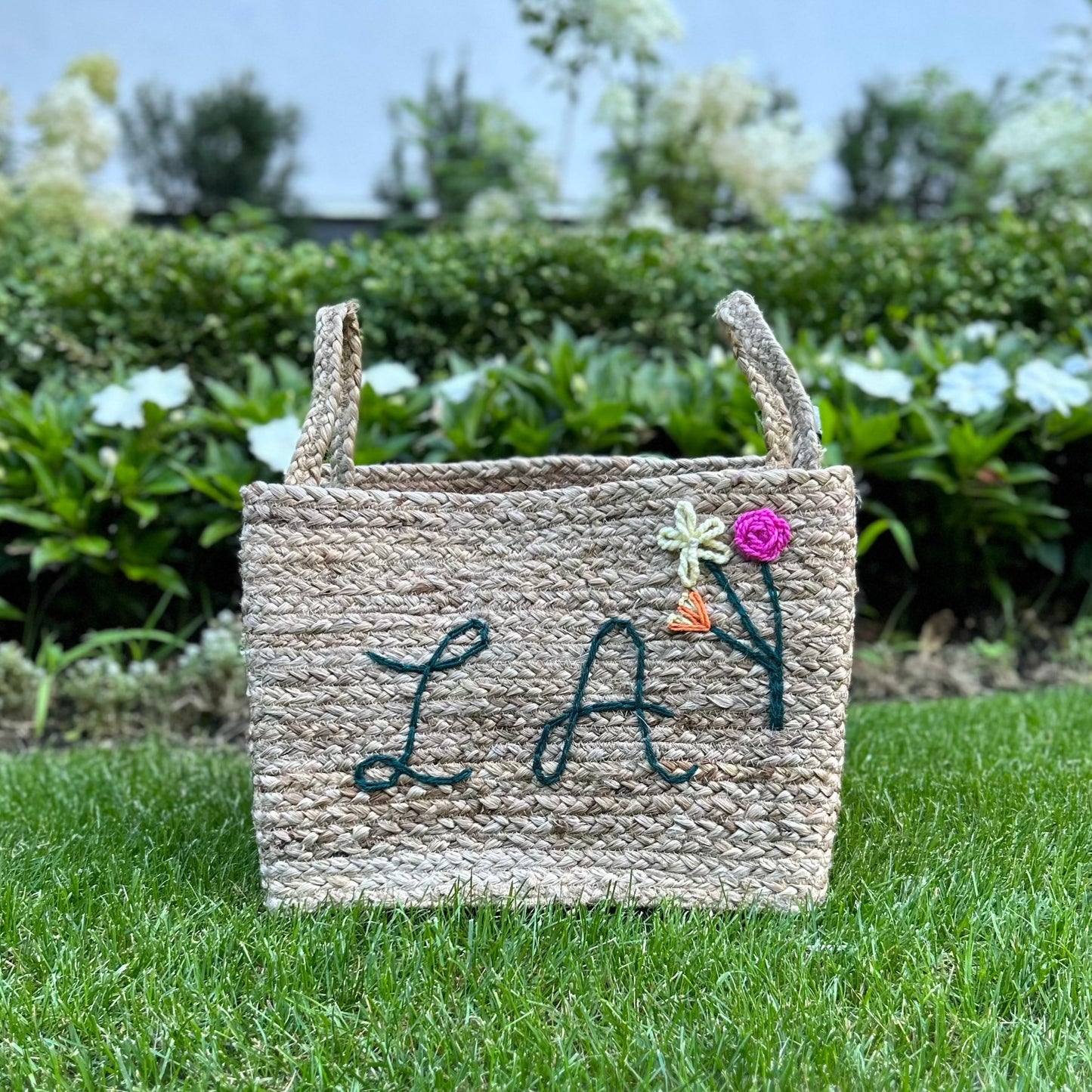 Rectangular Jute Basket | Custom Bin for storage, gardening, organizing