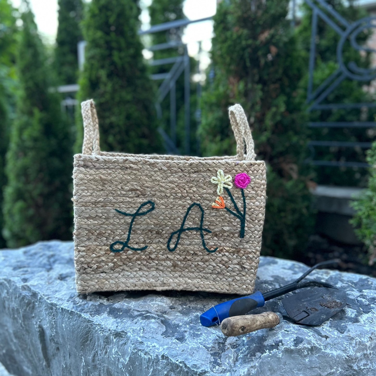 Rectangular Jute Basket | Custom Bin for storage, gardening, organizing