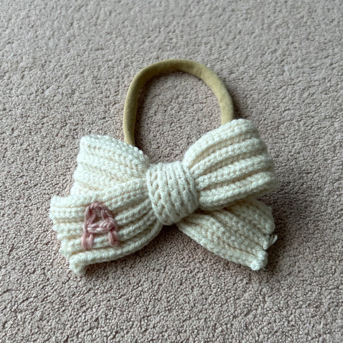Knit Custom Initial Hairband Bows | Baby Girls Hair Accessories Multiple Colours