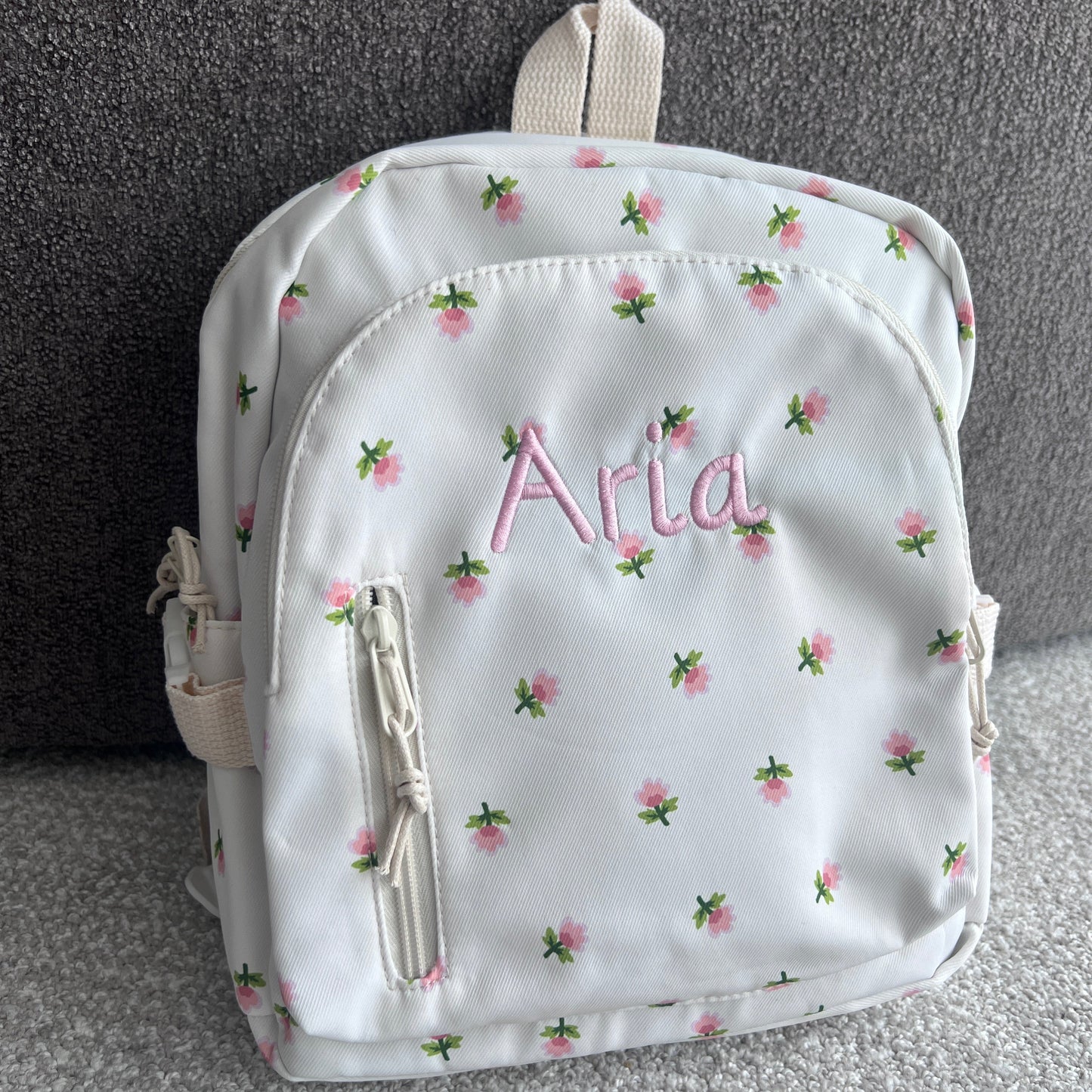 Sample Floral Backpack | Machine Embroidery | White or Cream