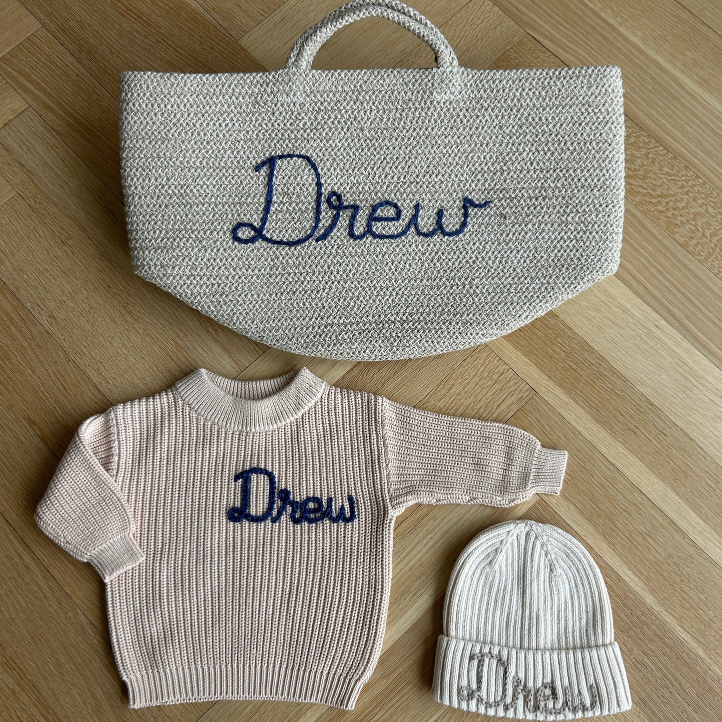 The Classic Newborn Bundle: Sweater + Hat + Bin
