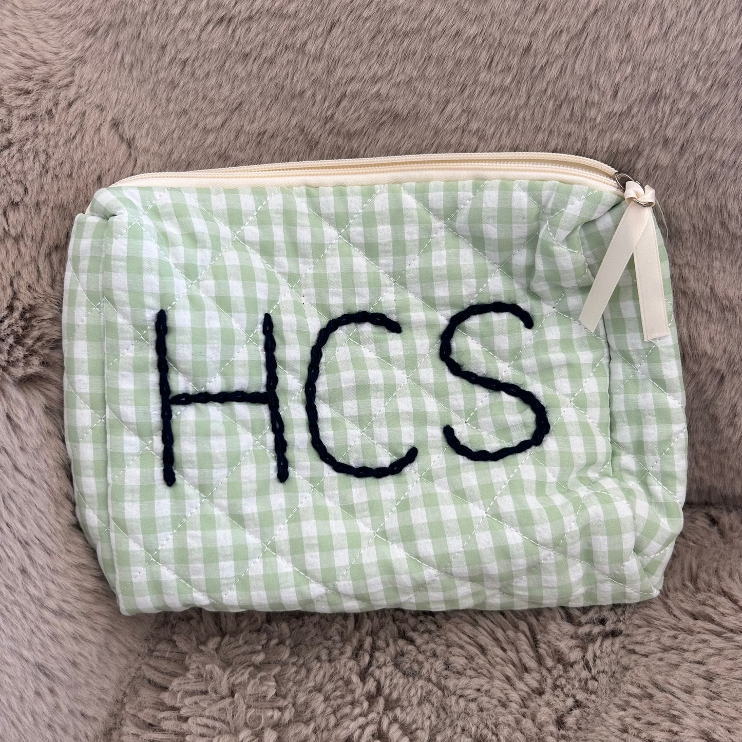 Gingham pouch | Available in Green, Pink or Purple