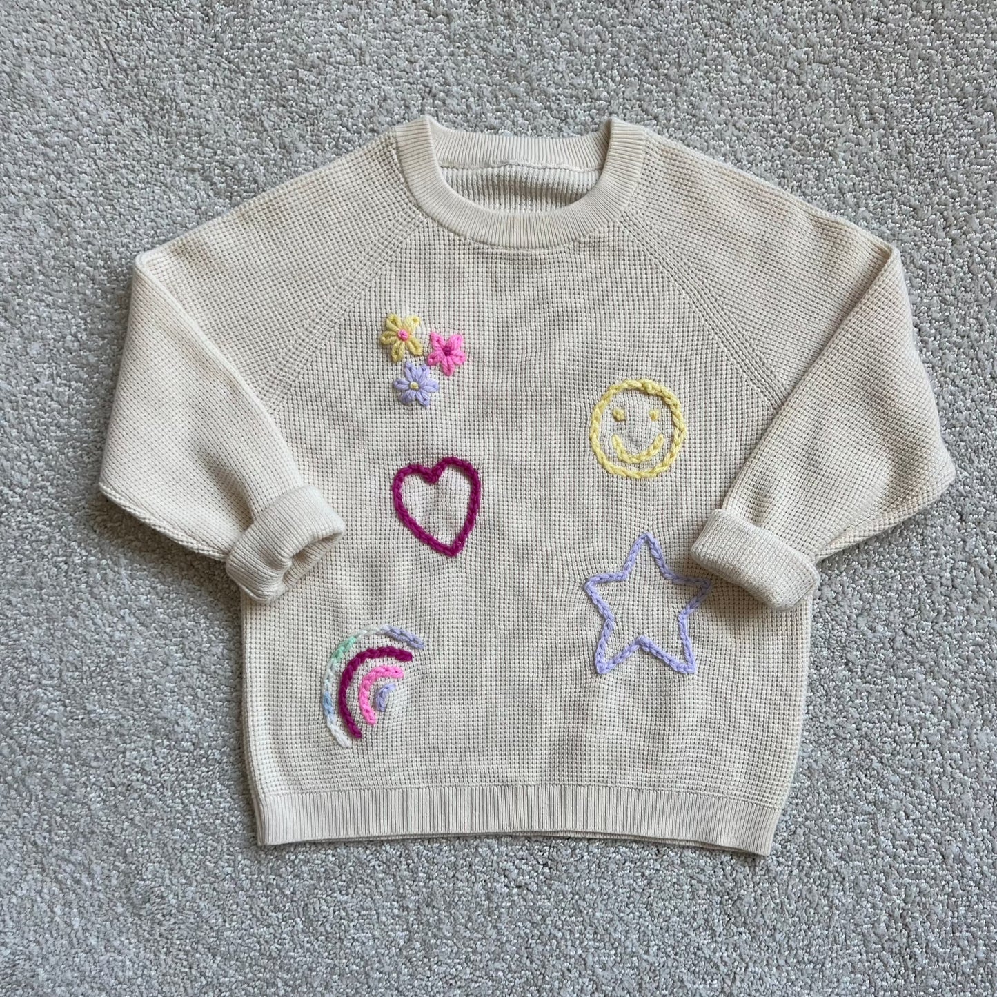 Waffle Straight Cut Sweater | Blue or Ivory 6 Months to 4 Years