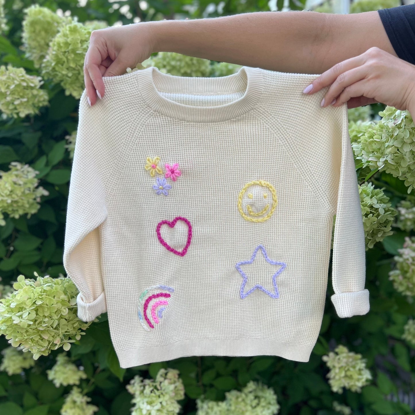 Waffle Straight Cut Sweater | Blue or Ivory 6 Months to 4 Years