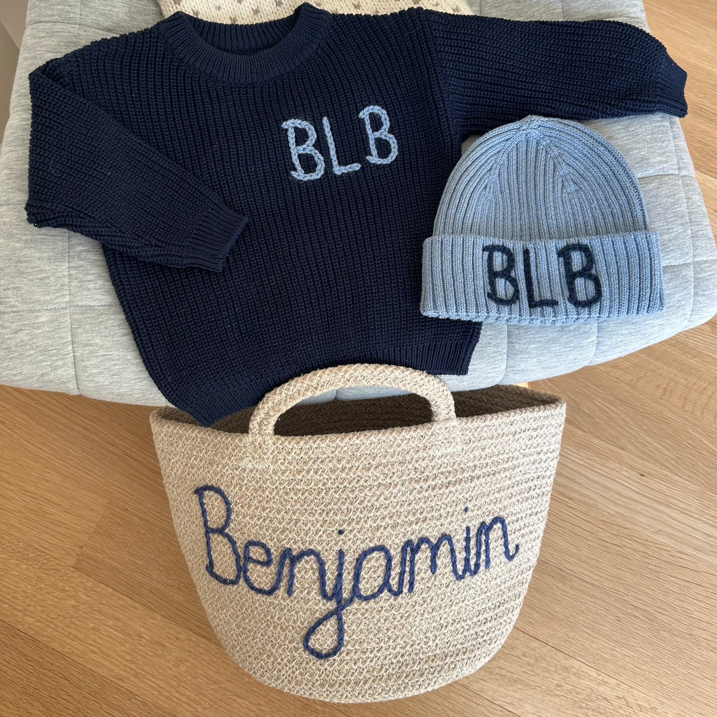 The Classic Newborn Bundle: Sweater + Hat + Bin