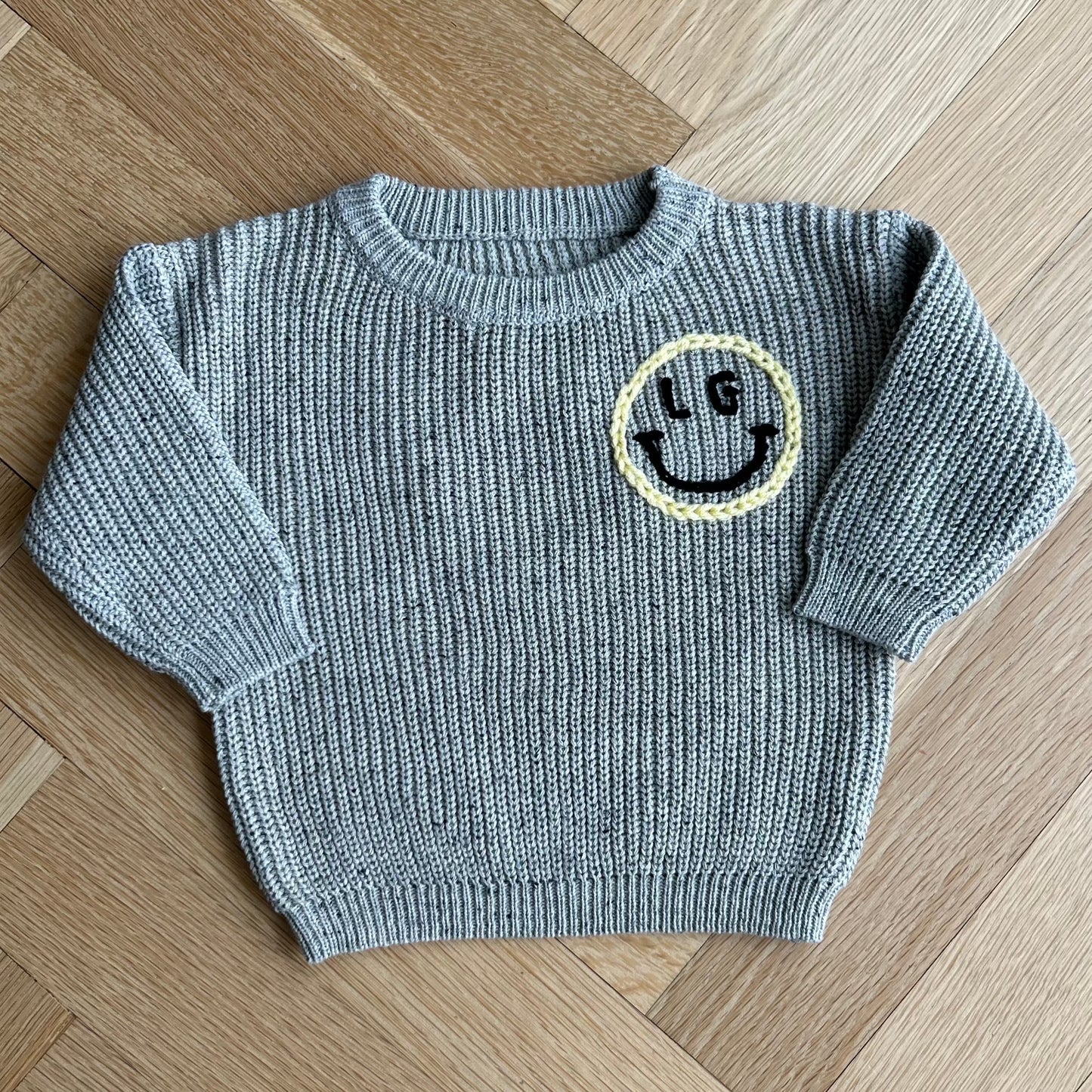 Smiley Initial Classic Knit Sweater | Custom Smiley Face Sweater