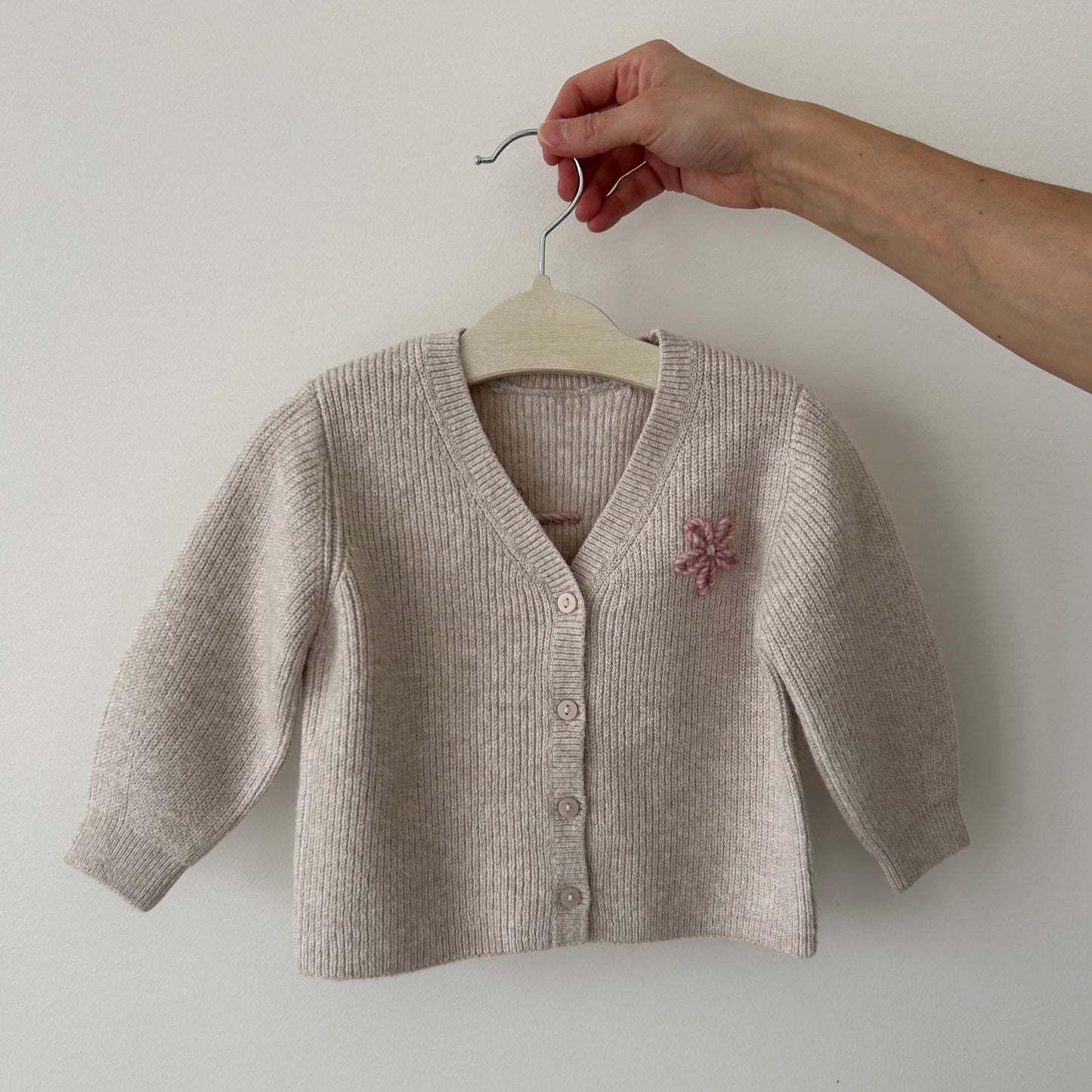 Cashmere Blend Cardi | Premium Collection Cardigan in blush & beige