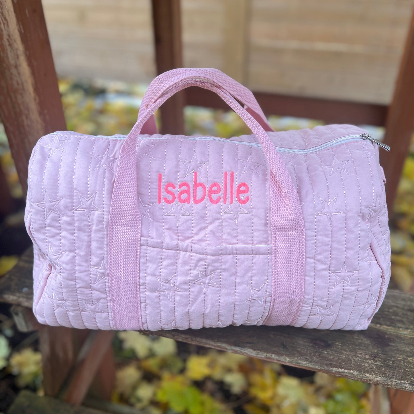 Star Bag & Pouch Bundle | Overnight Bag + Pouch in Pink or Grey| Machine Embroidery