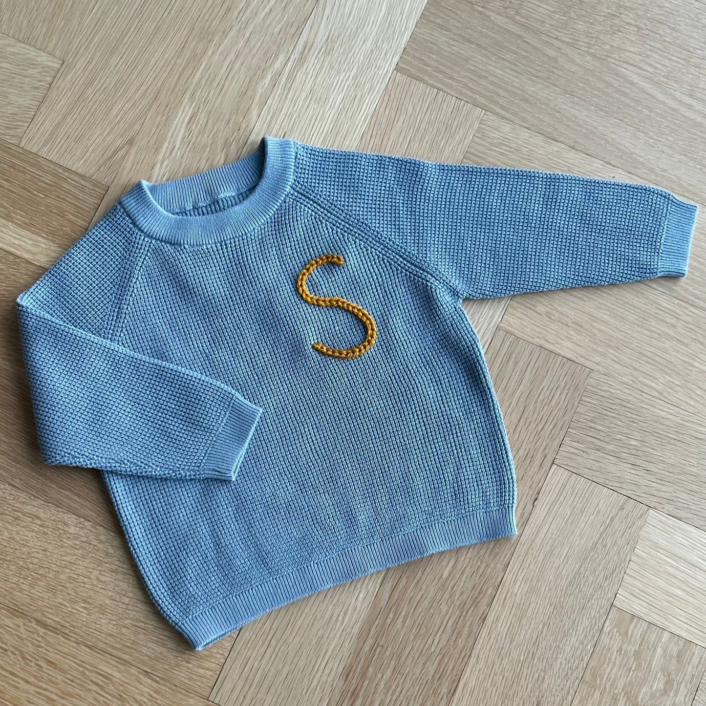 Waffle Straight Cut Sweater | Blue or Ivory 6 Months to 4 Years